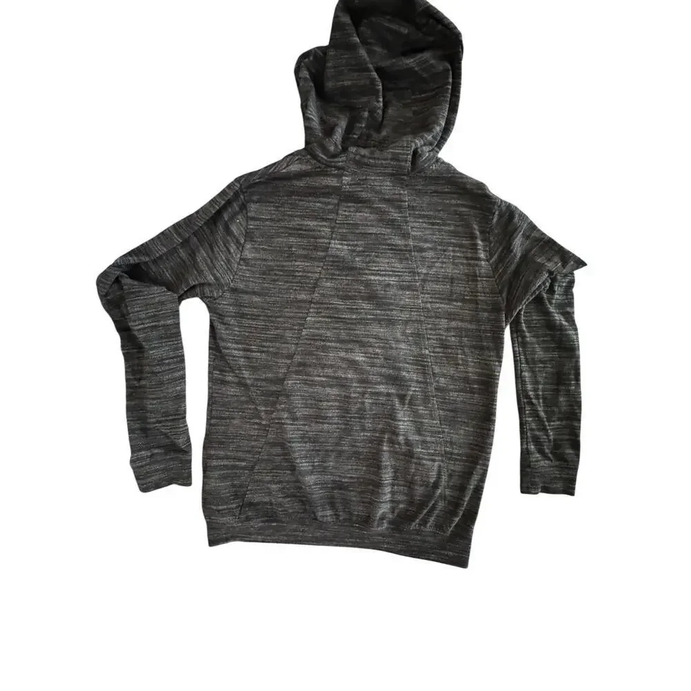 Nike Full Zip Hoodie Sweatshirt‎ Black Heathered Size M Cotton Blend Drawstring